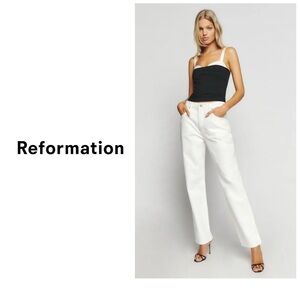 Reformation Black Tank Top with White Straps
